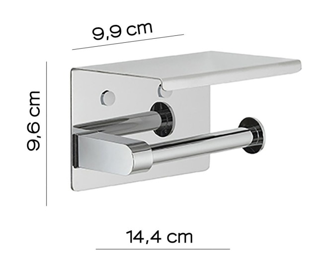 Gedy, бумагодержатель с плоской крышкой - площадкой под телефон, цвет хром