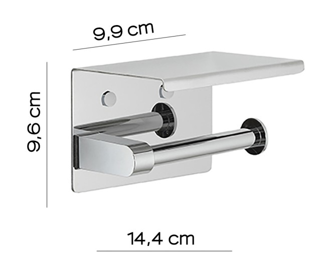 Gedy, бумагодержатель с плоской крышкой - площадкой под телефон, цвет хром