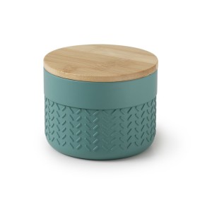 Gedy Thea, настольный круглый контейнер с крышкой, цвет зеленый/бамбук