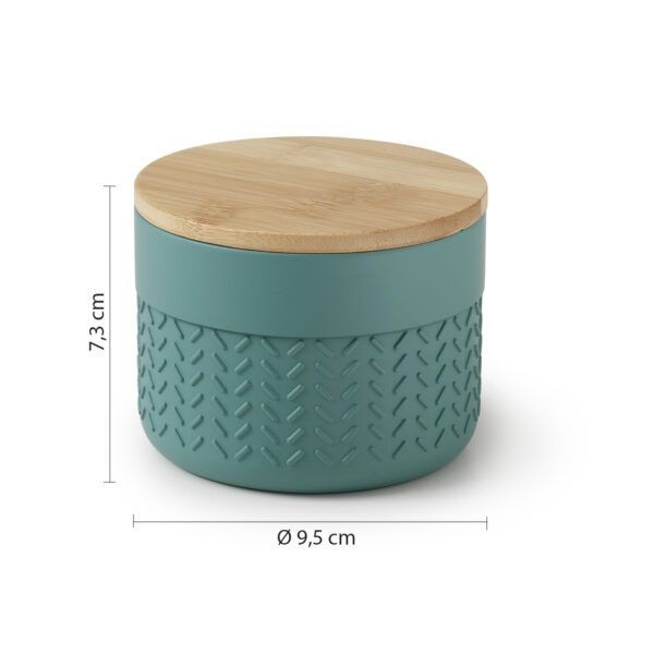 Gedy Thea, настольный круглый контейнер с крышкой, цвет зеленый/бамбук