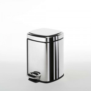 Gedy Argenta, квадратный контейнер для мусора с педалью (3 л.), крышка soft close, цвет хром