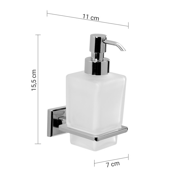 Gedy Colorado, настенный стеклянный дозатор c металлической помпой, цвет хром