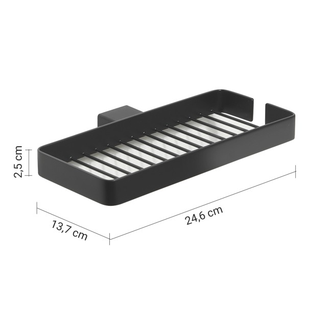 Gedy Lounge, настенная  двойная металлическая мыльница - решетка, цвет черный матовый