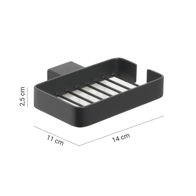 Gedy Lounge, настенная металлическая мыльница - решетка, цвет черный матовый