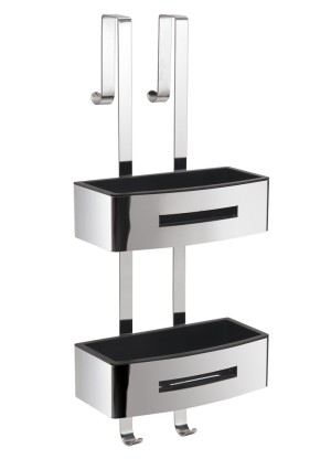 Gedy, решётка 2-х ур. на душ. стекло c 2 крюч. (24х18,7хh58,4), цвет хром - черный пластик