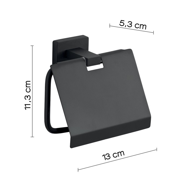 Gedy Atena, бумагодержатель с крышкой, цвет черный матовый