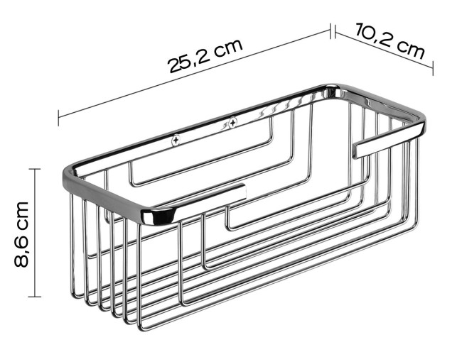 Gedy, решётка прямоугольная 1-уровневая (25,2х10,2хh8,6), цвет хром