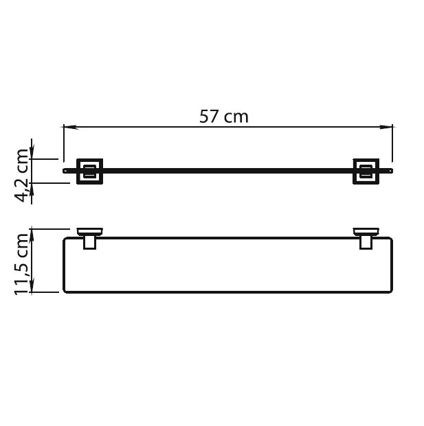 Gedy Colorado, стеклянная полка, длина 57 см, цвет хром