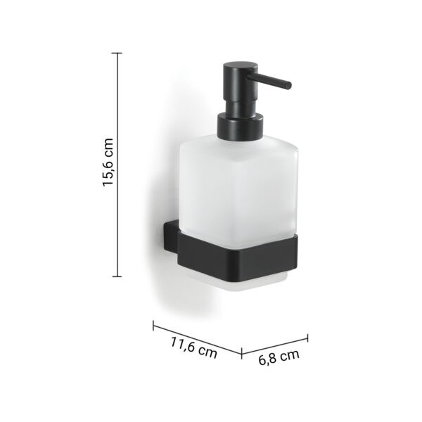Gedy Lounge, настенный стеклянный дозатор с металлической помпой, цвет черный матовый