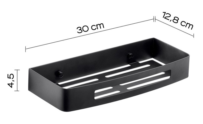 Gedy, решётка прямоугольная 1-уровневая (30х12,8х4,5), цвет черный матовый