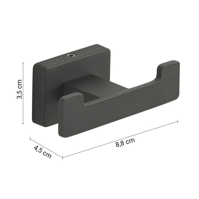 Gedy Atena, крючок двойной, цвет черный матовый