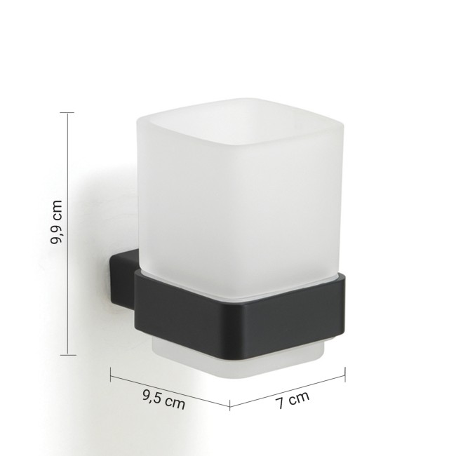 Gedy Lounge, настенный стеклянный стакан, цвет черный матовый