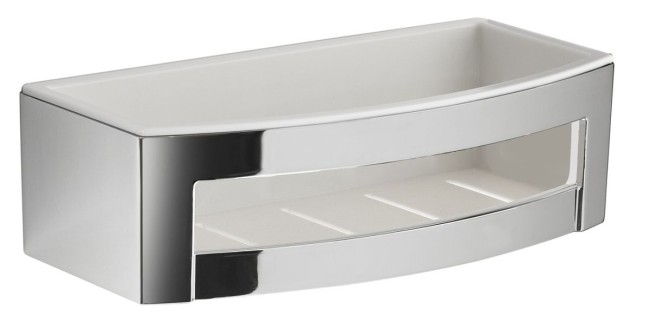 Gedy, решётка прямоугольная 1-уровневая c ABS вкладышем (24,2х11,6хh7,3), цвет хром - белый пластик