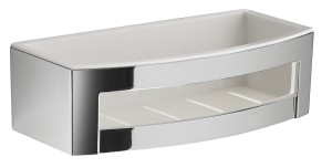 Gedy, решётка прямоугольная 1-уровневая c ABS вкладышем (24,2х11,6хh7,3), цвет хром - белый пластик