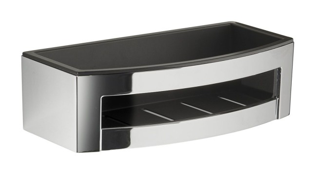 Gedy, решётка прямоугольная 1-уровневая c ABS вкладышем (24,2х11,6хh7,3), цвет хром - черный пластик