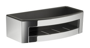 Gedy, решётка прямоугольная 1-уровневая c ABS вкладышем (24,2х11,6хh7,3), цвет хром - черный пластик