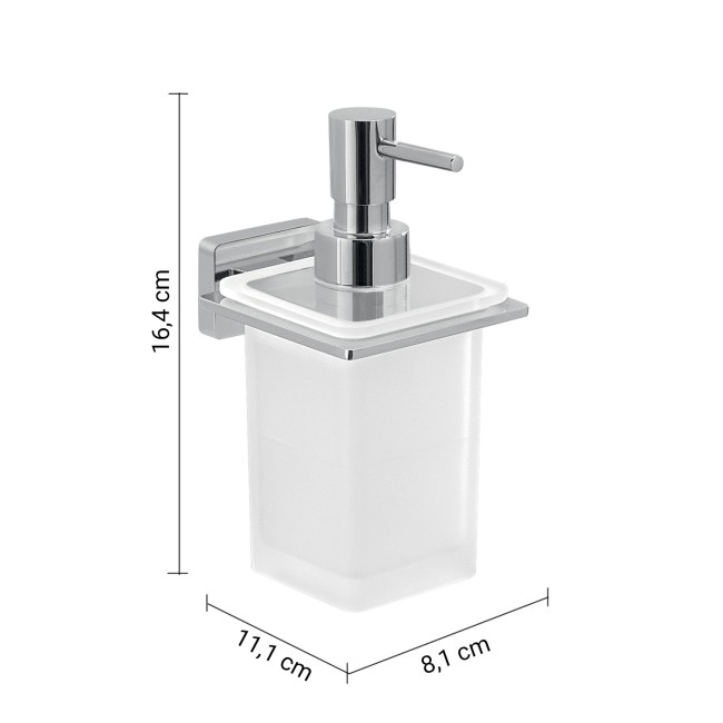 Gedy Atena, настенный стеклянный дозатор c металлической помпой, цвет хром