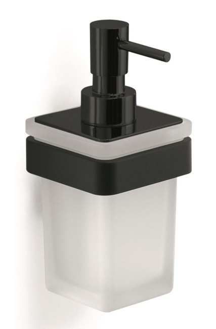 Gedy Samoa, настенный стеклянный дозатор c металлической помпой, цвет черный матовый
