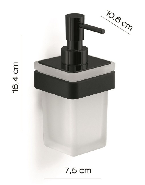 Gedy Samoa, настенный стеклянный дозатор c металлической помпой, цвет черный матовый