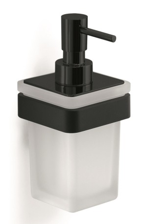 Gedy Samoa, настенный стеклянный дозатор c металлической помпой, цвет черный матовый