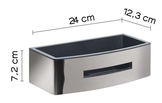 Gedy, решётка прямоугольная 1-уровневая c ABS вкладышем (24х12,3хh7,2), цвет хром - черный пластик