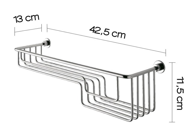 Gedy, решётка прямоугольная 1-уровневая с двумя глубинами (42,5х13хh11,5), цвет хром