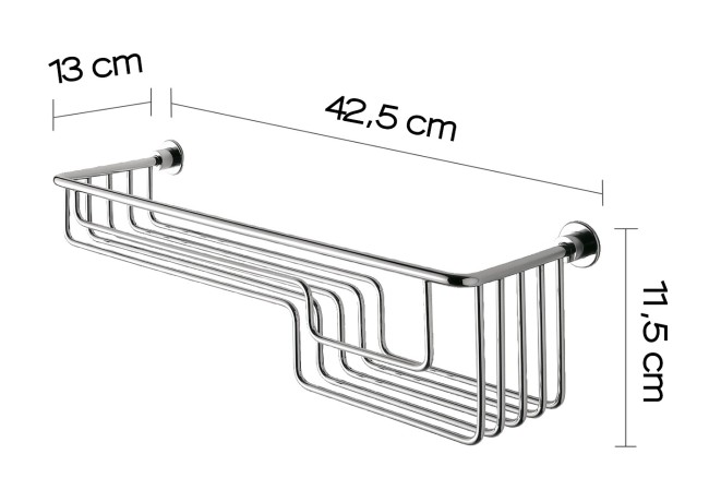 Gedy, решётка прямоугольная 1-уровневая с двумя глубинами (42,5х13хh11,5), цвет хром