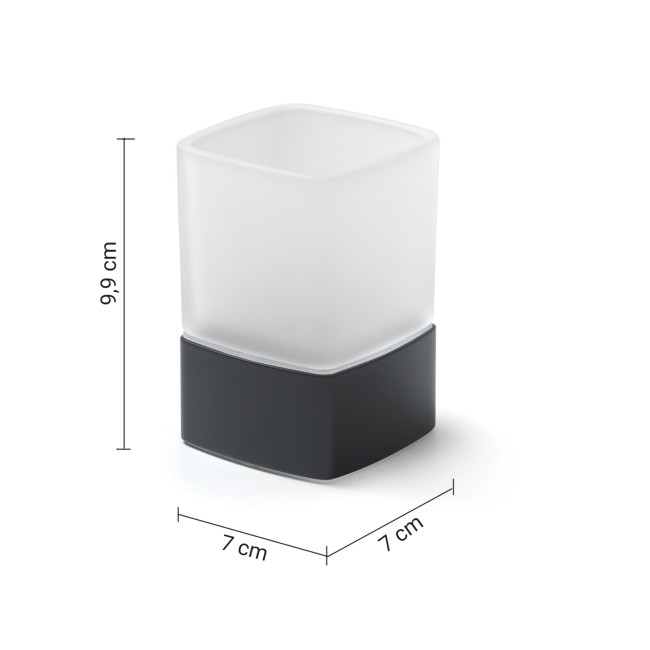 Gedy Lounge, настольный стеклянный стакан на металлическом основании, цвет черный матовый