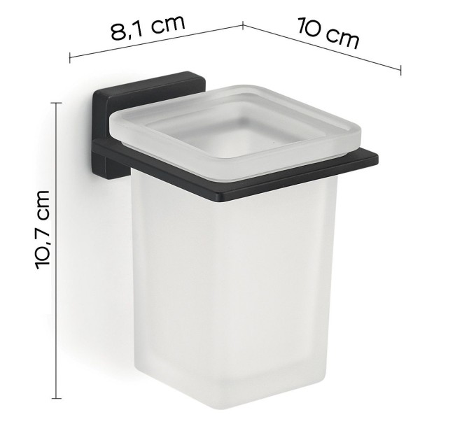 Gedy Atena, настенный стеклянный стакан, цвет черный матовый