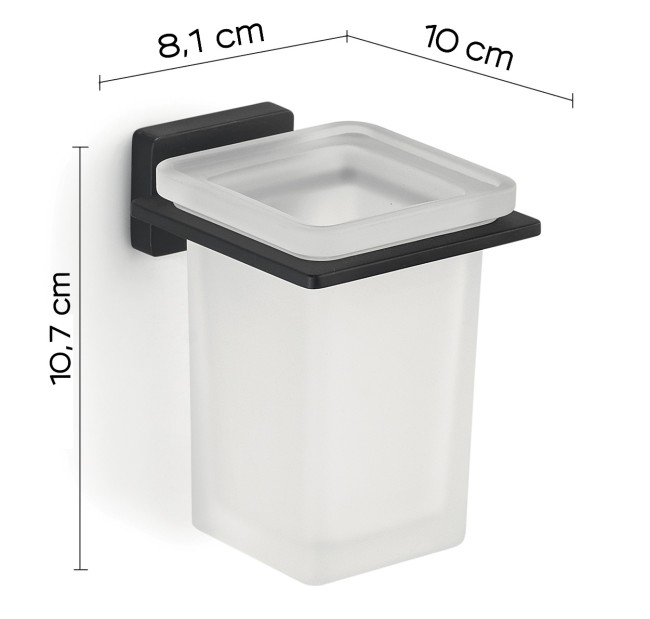 Gedy Atena, настенный стеклянный стакан, цвет черный матовый