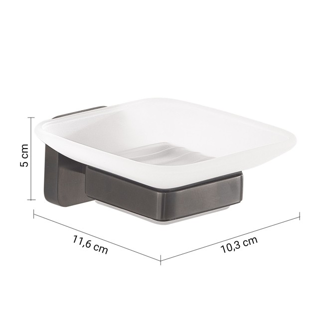 Gedy Tonga, настенная стеклянная мыльница, цвет оружейная сталь