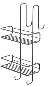 Gedy, решетка прямоугольная 2-х уровневая на душевое стекло с 2-я крючками (24х22хh49), цвет хром