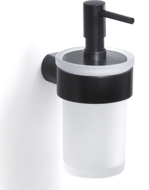 Gedy Pirenei, настенный стеклянный дозатор с пластиковой помпой, цвет черный матовый