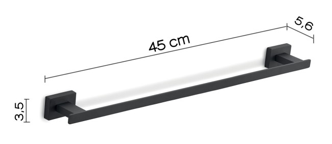 Gedy Atena, полотенцедержатель, длина 45 см, цвет черный матовый