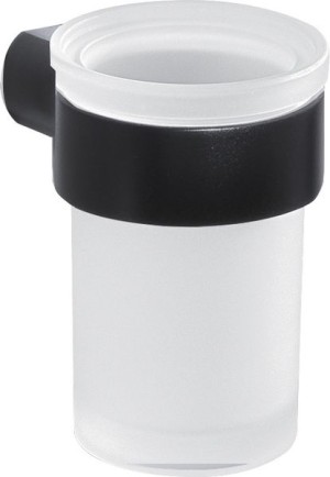 Gedy Pirenei, настенный стеклянный стакан, цвет черный матовый