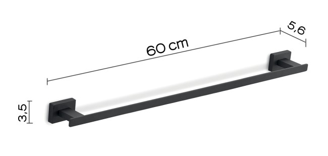 Gedy Atena, полотенцедержатель, длина 60 см, цвет черный матовый