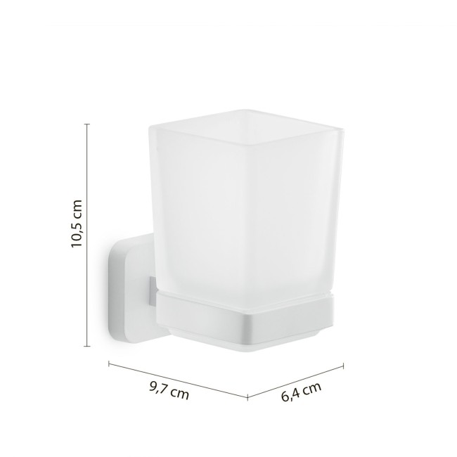 Gedy Tonga, настенный стеклянный стакан, цвет белый матовый