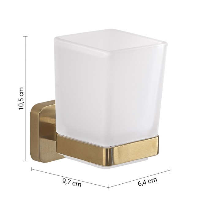 Gedy Tonga, настенный стеклянный стакан, цвет матовое золото