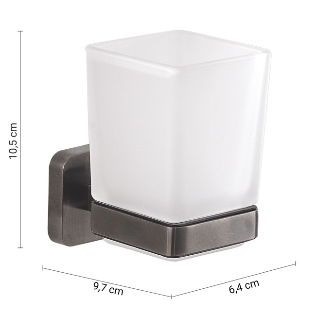 Gedy Tonga, настенный стеклянный стакан, цвет оружейная сталь