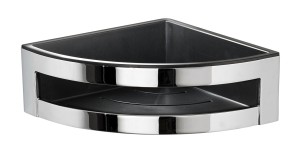 Gedy, решётка угловая 1-уровневая c ABS вкладышем (19,1х19,1хh7,3), цвет хром - черный пластик