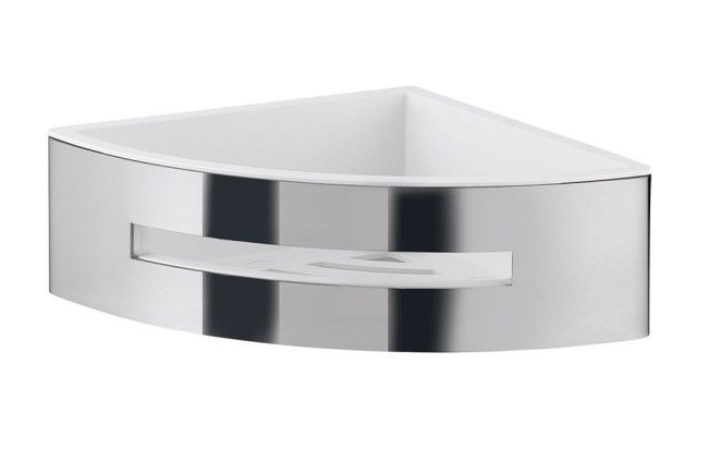 Gedy, решётка угловая 1-уровневая c ABS вкладышем (19,8х19,8хh7,2), цвет хром - белый пластик