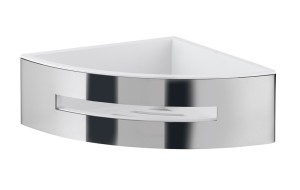 Gedy, решётка угловая 1-уровневая c ABS вкладышем (19,8х19,8хh7,2), цвет хром - белый пластик