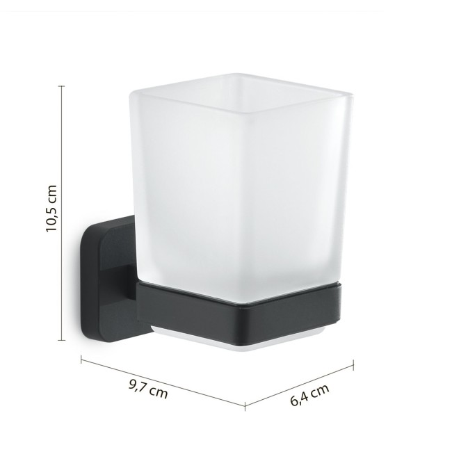 Gedy Tonga, настенный стеклянный стакан, цвет черный матовый