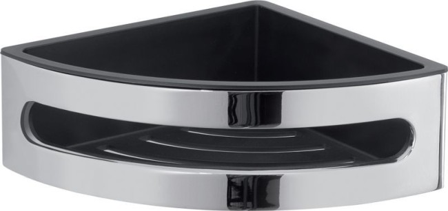 Gedy, решётка угловая 1-уровневая c пластиковым вкладышем (19х19хh7,5), цвет хром - черный пластик