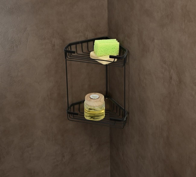 Gedy, решётка угловая 2-х уровневая, высота 27 см, цвет черный матовый