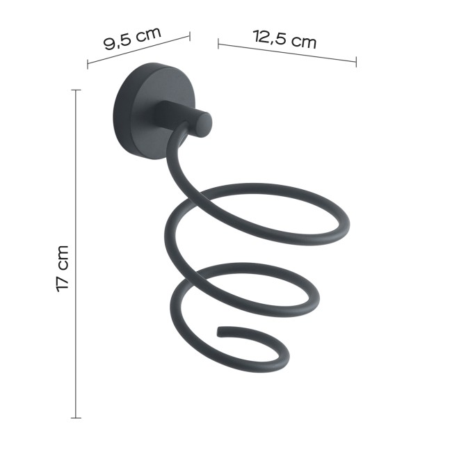 Gedy Eros, держатель для фена, цвет черный матовый