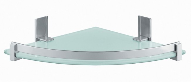 Gedy, стеклянная полукруглая 1-уровневая полка с бортиком (26х26хh5,8), цвет хром зачищенный