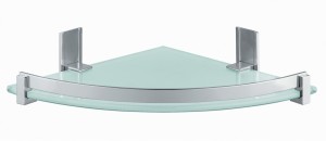 Gedy, стеклянная полукруглая 1-уровневая полка с бортиком (26х26хh5,8), цвет хром зачищенный