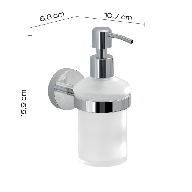 Gedy Eros, настенный стеклянный дозатор c металлической помпой, цвет хром