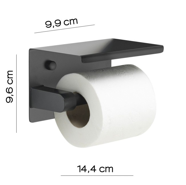 Gedy, бумагодержатель с плоской крышкой - площадкой под телефон, цвет черный матовый